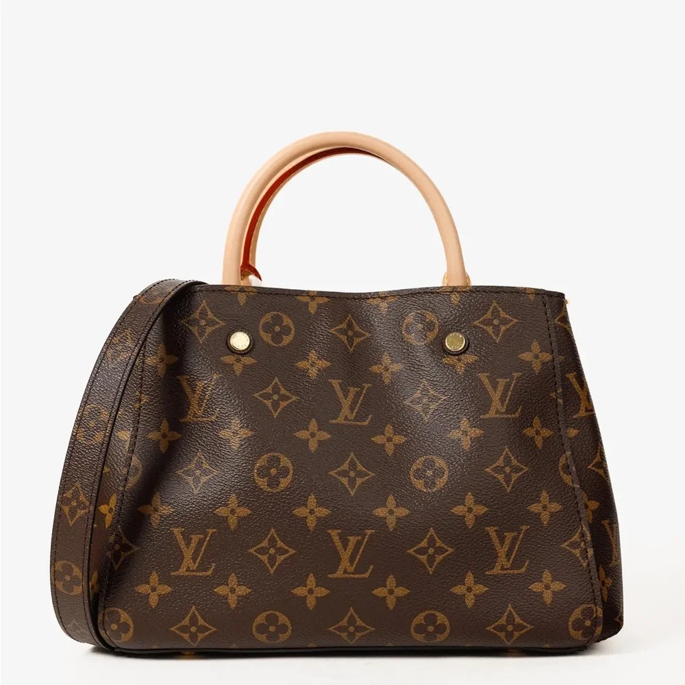 Like New! AUTHENTICATED Louis Vuitton Montaigne Top Hand Bag Brown Canvas LV - Picture 2 of 16